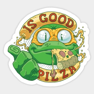 Pizza turtle time. Mikey will eat anything! Sticker